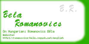 bela romanovics business card